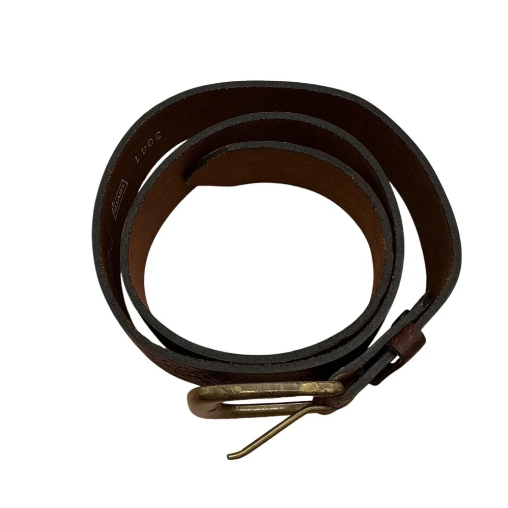 Levi's‎ Mens Brown Full Grain Cowhide Leather Tooled Western Belt USA Made 32